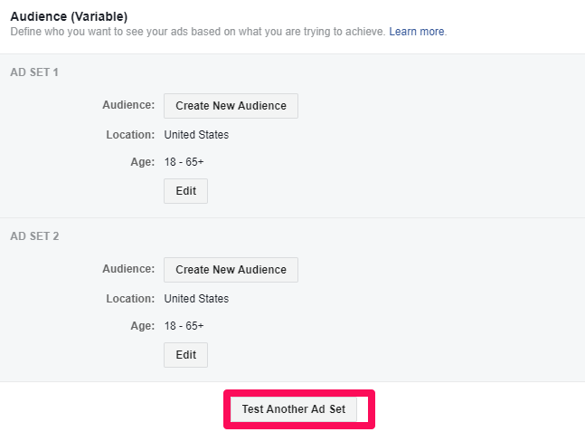 Test multiple ad sets to enhance Facebook ad effectiveness. 