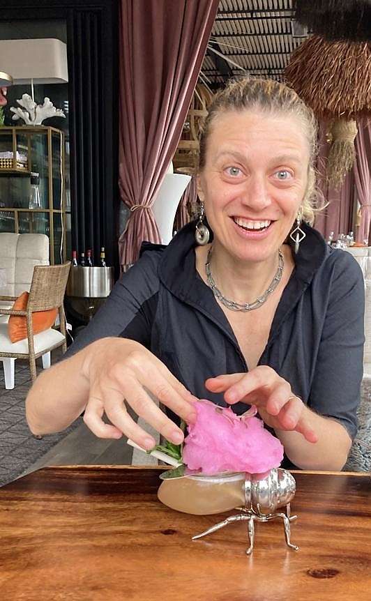 woman eating a dessert at salvaje restaurant in guatemala