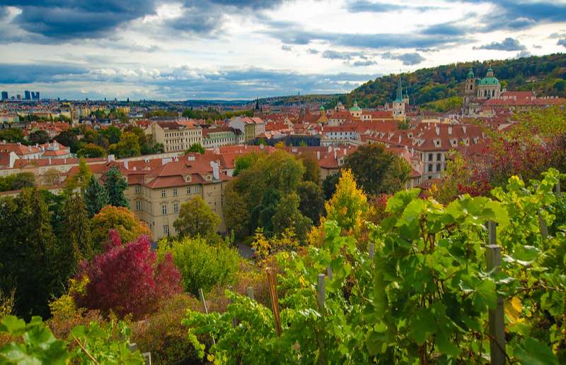 prague building and trees in autumn