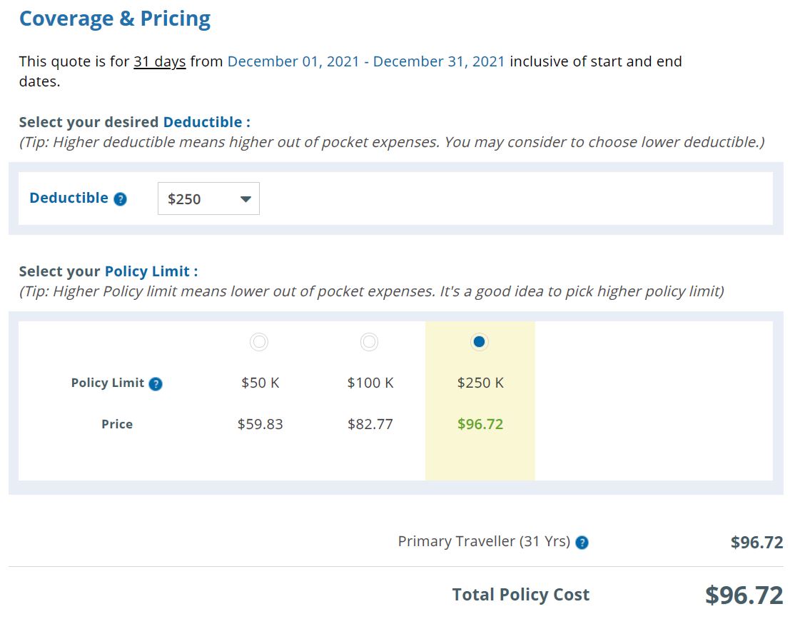 CoverAmerica-Gold Pricing