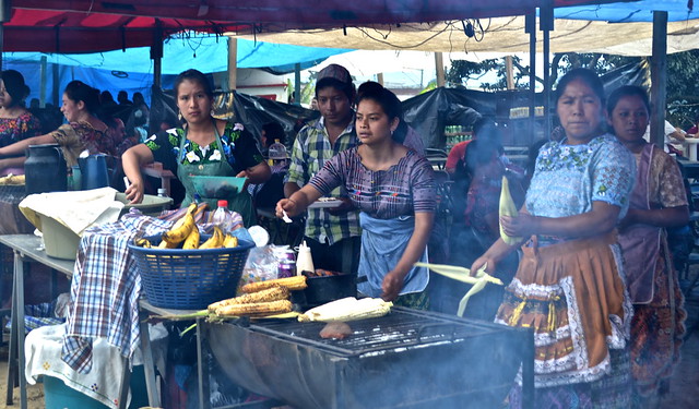 grilled corn street vendor in guatemala