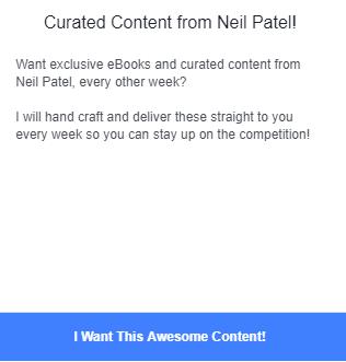 An example of a lead tool that asks if the reader would like to receive curated content from Neil Patel.