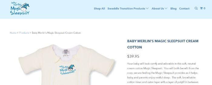 Product page for Baby Merlin's Magic Sleepsuit in Cream Cotton