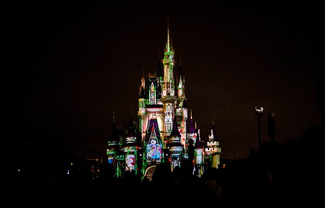 disney castle at night