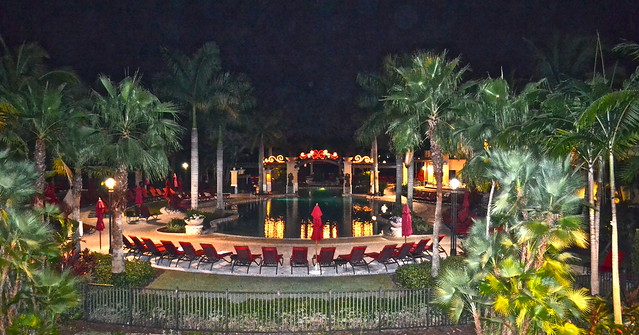 pga national pool at night