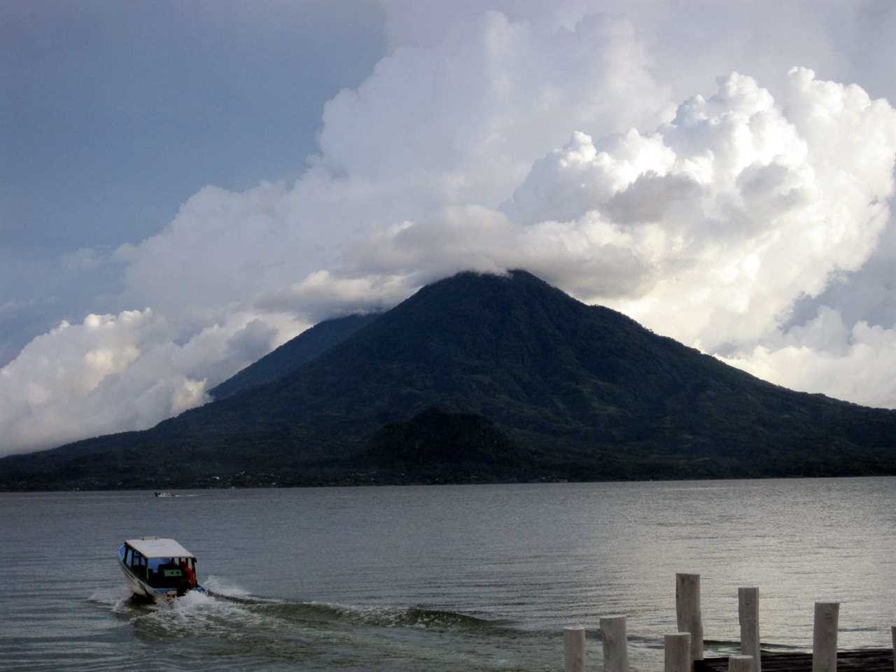 view of volcano lake atitlan guatemala