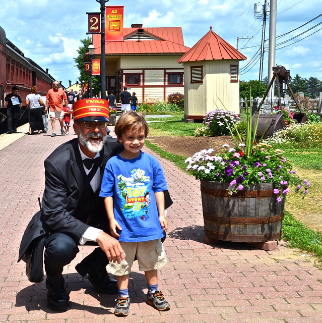 Train Conductor with kid at Strasburg Railroad PA