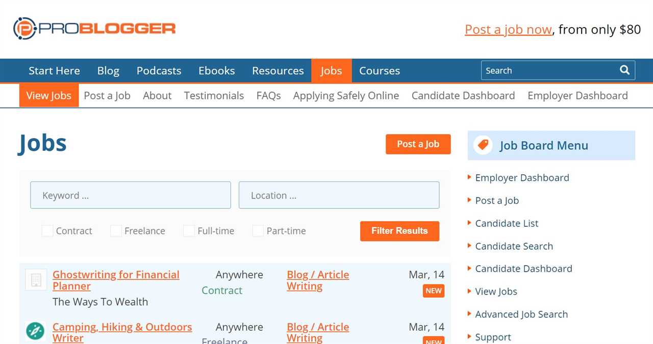 Problogger homepage