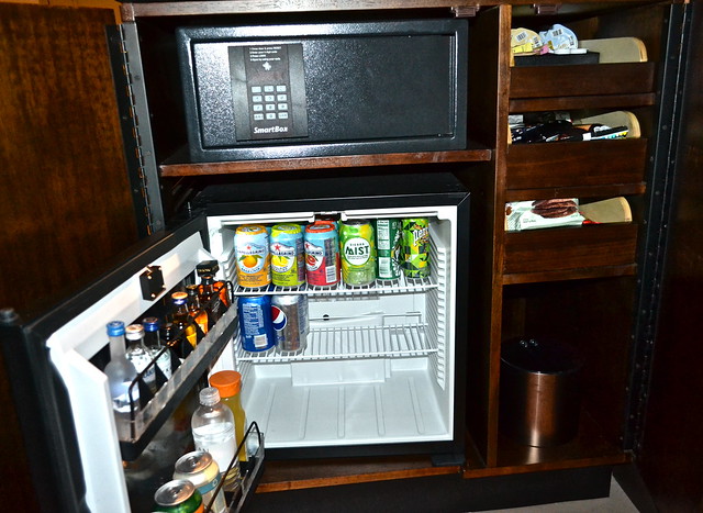 epicurean hotel - stocked bar in room