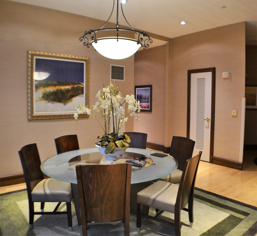 dining room in a presindental suite of Sheraton Atlantic City