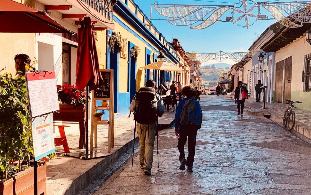 Beautiful cobblestone street in san cristobal de las casas