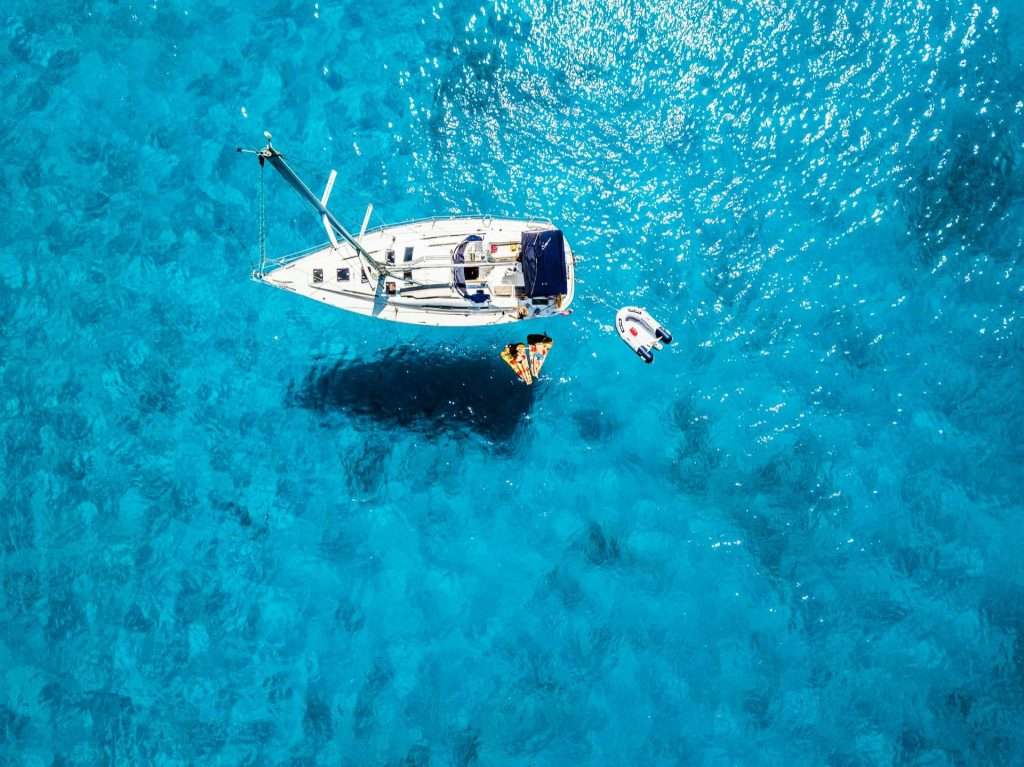 White boat in the middle of the sea in Punta Cana