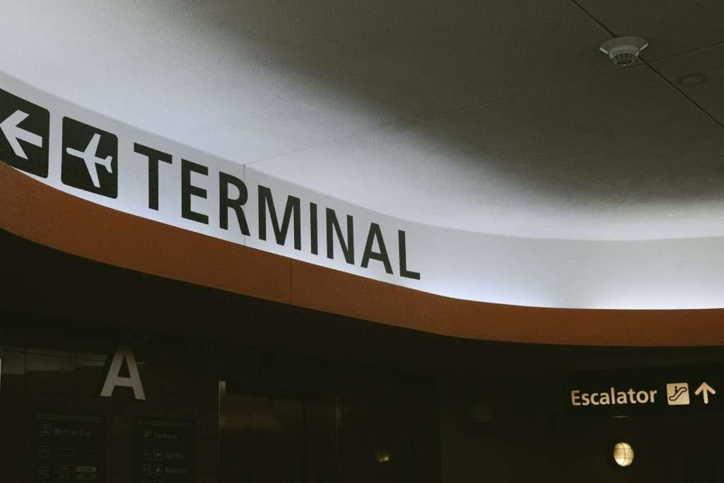 A Close up of a sign inside the Orlando International Airport