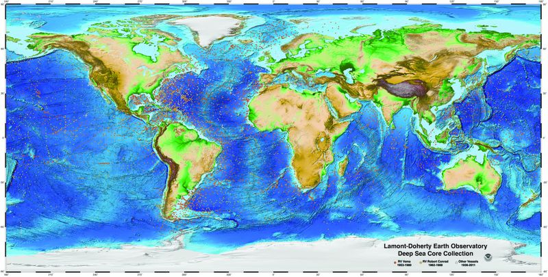 A map of the world with dots scattered throughout it.