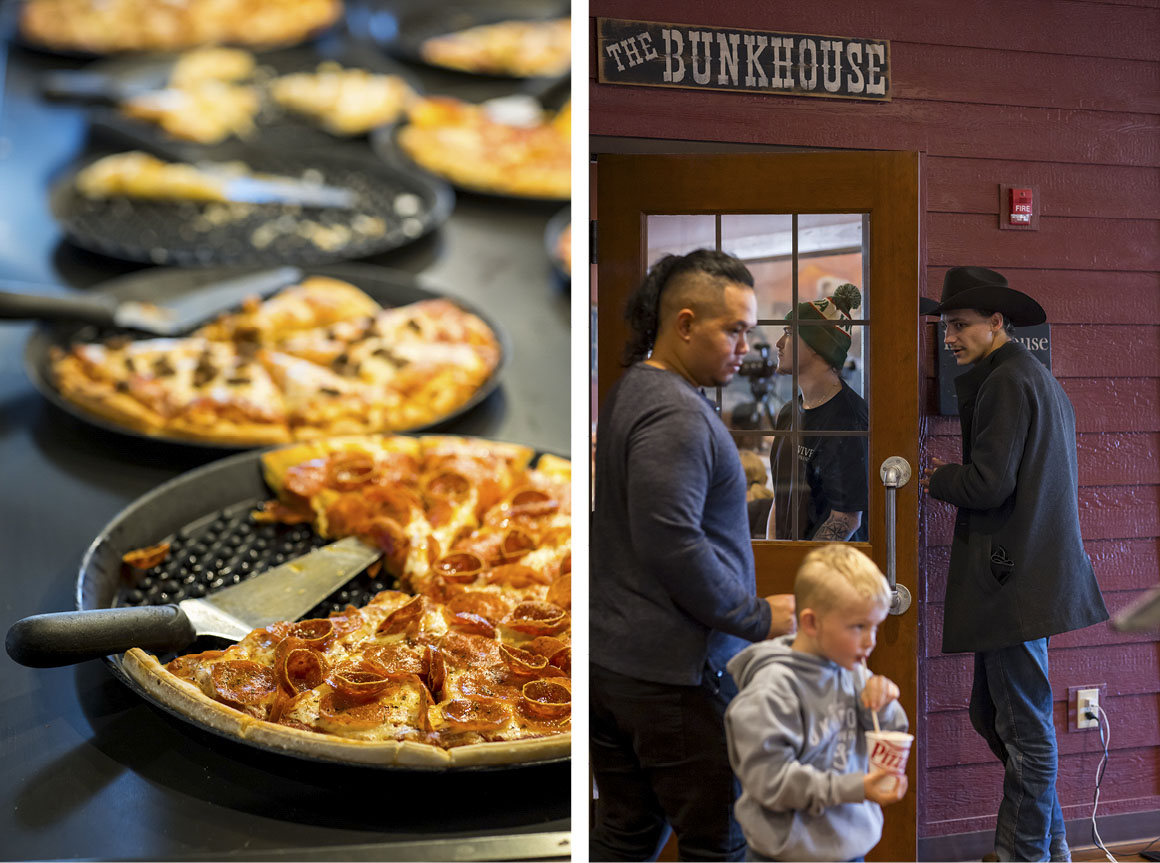 The nation's partisan divide runs right down the buffet line of this pizza chain