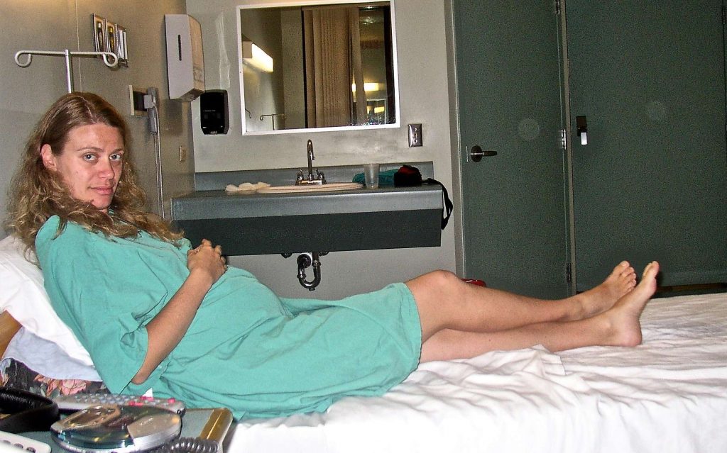 woman in a hospital room waiting to give birth in guatemala