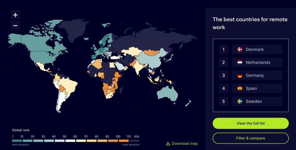 Global Remote Work Index: The Best Countries for Digital Nomads are in Europe