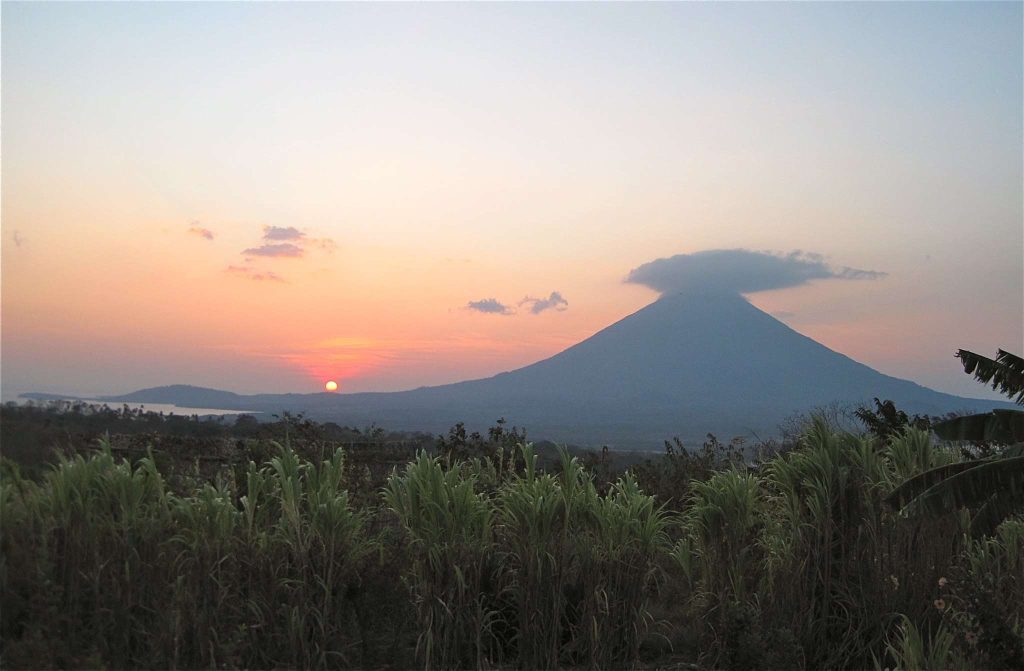 sunset on ometepe island in nicaragua