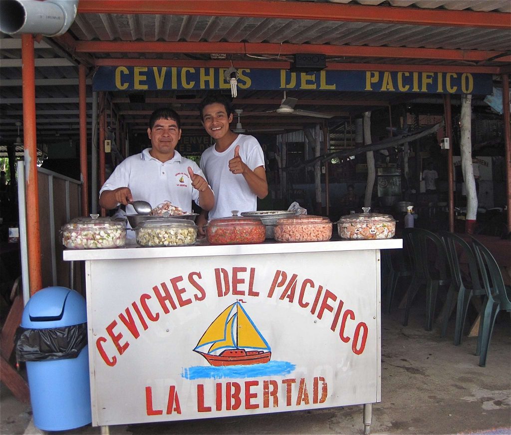 food stall selling ceviche in la libertad el salvador