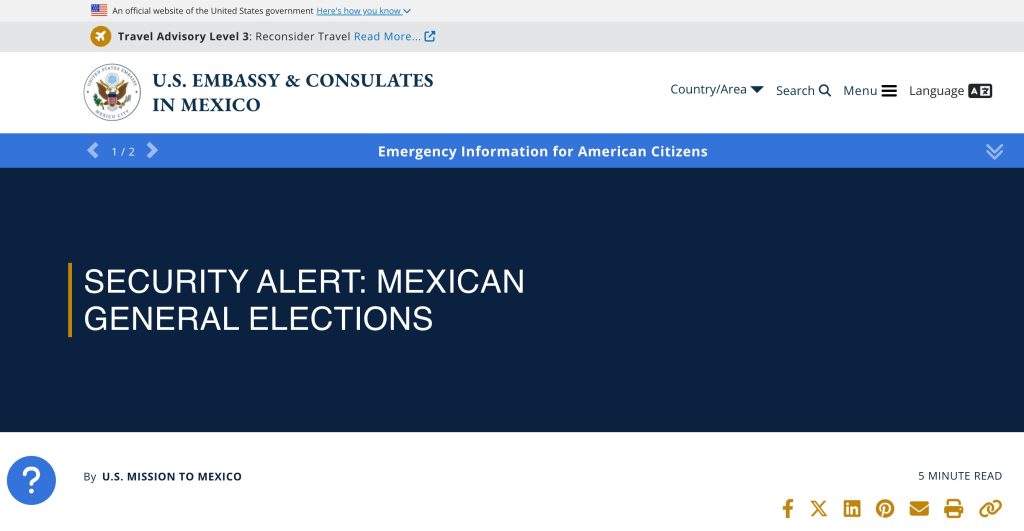 U.S. Embassy In Mexico Warns American Travelers Over Post-elections Demonstrations